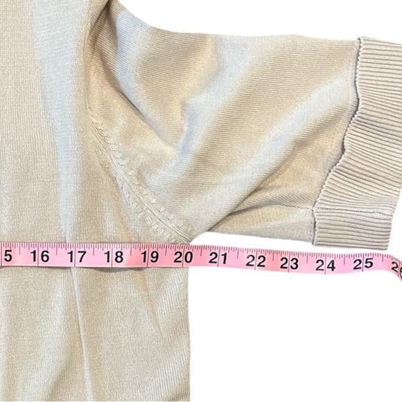 New Linda Matthews Large Taupe Short Sleeve Cardigan - Picture 5 of 8